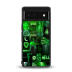 black green aesthetic collage back phone cover | glass case for google pixel 6