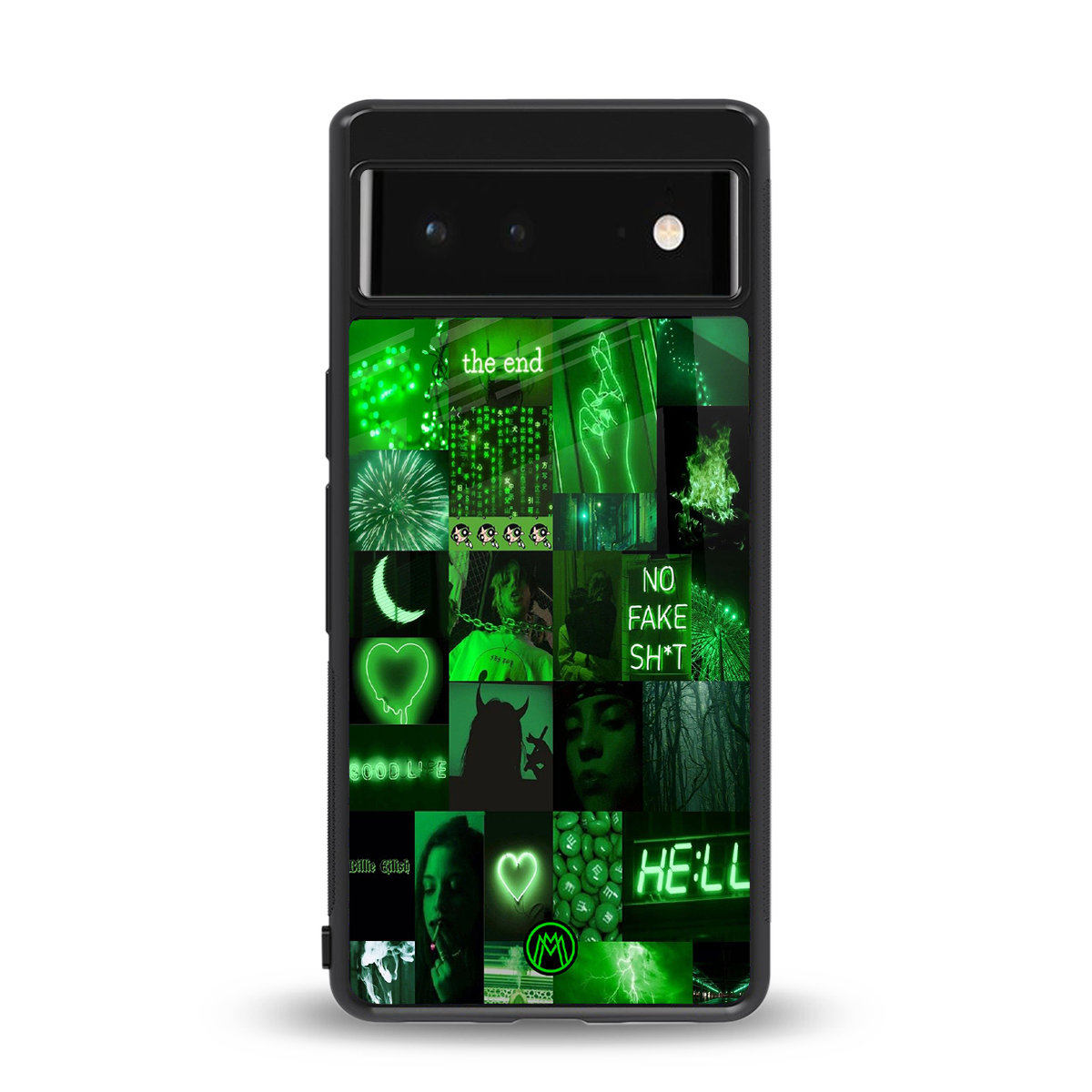 black green aesthetic collage back phone cover | glass case for google pixel 6
