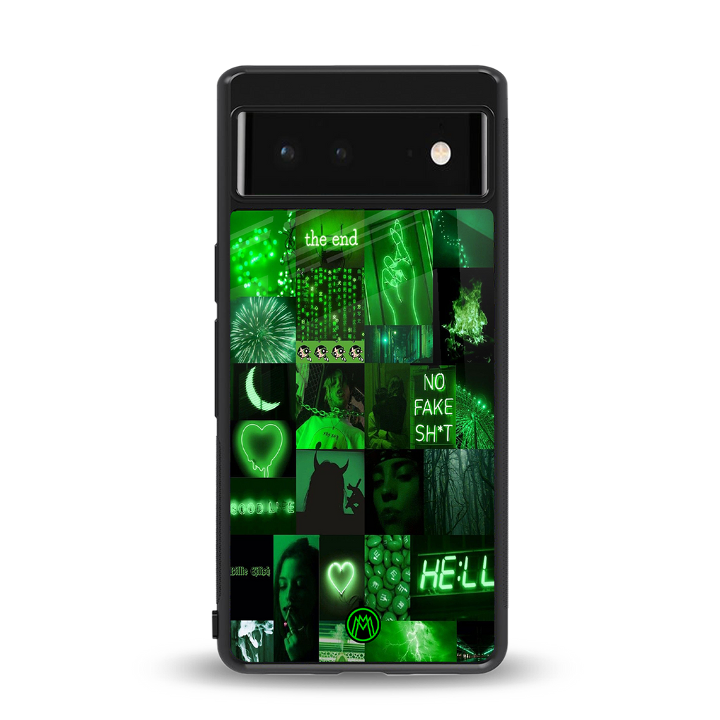 black green aesthetic collage back phone cover | glass case for Google Pixel 6A