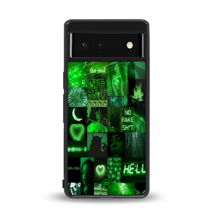 black green aesthetic collage back phone cover | glass case for Google Pixel 6A