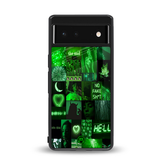 black green aesthetic collage back phone cover | glass case for Google Pixel 6A