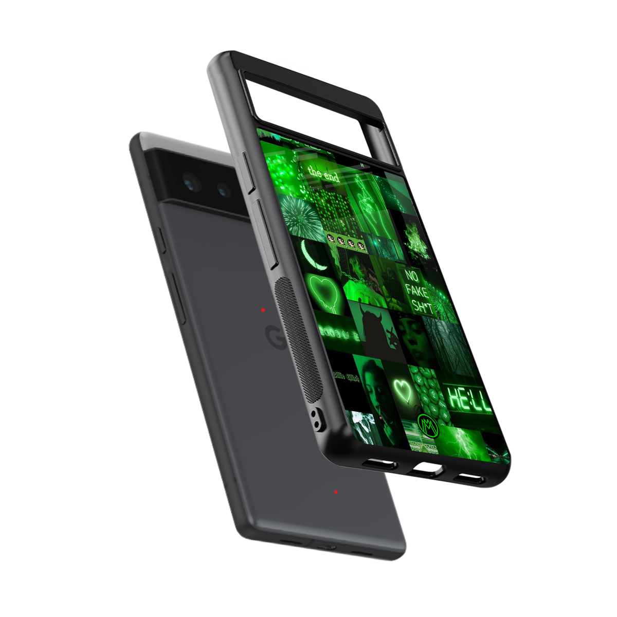 black green aesthetic collage back phone cover | glass case for google pixel 6
