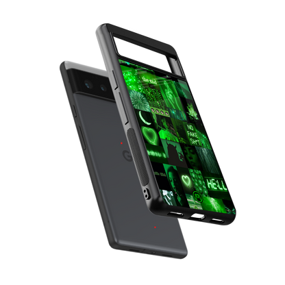 black green aesthetic collage back phone cover | glass case for Google Pixel 6A