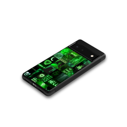 black green aesthetic collage back phone cover | glass case for Google Pixel 6A