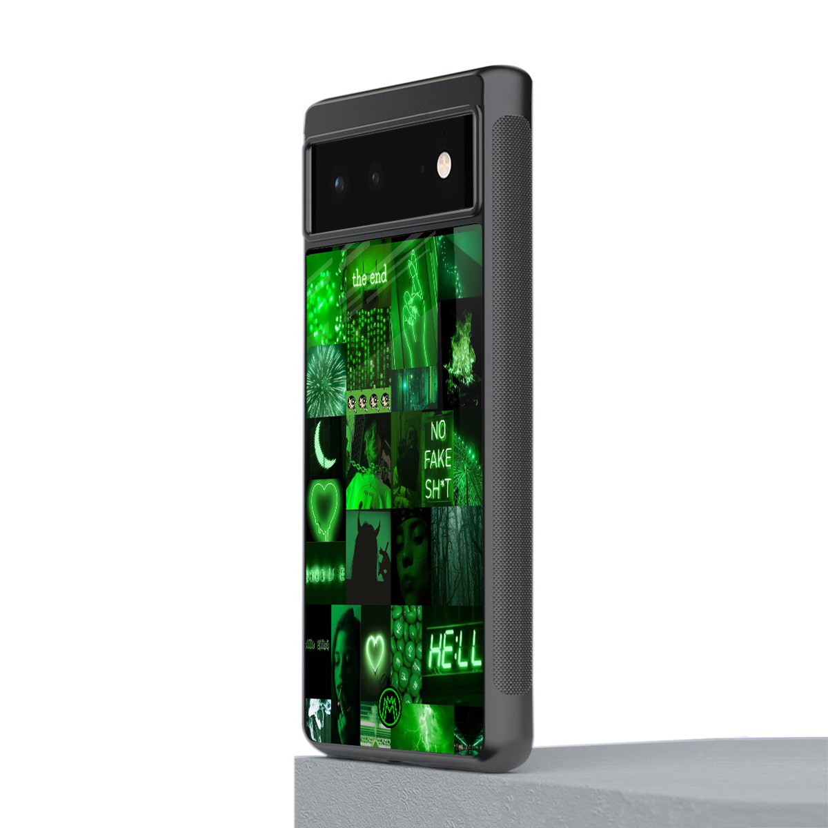 black green aesthetic collage back phone cover | glass case for google pixel 6