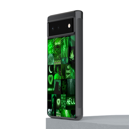 black green aesthetic collage back phone cover | glass case for Google Pixel 6A
