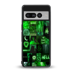 black green aesthetic collage back phone cover | glass case for google pixel 7 pro