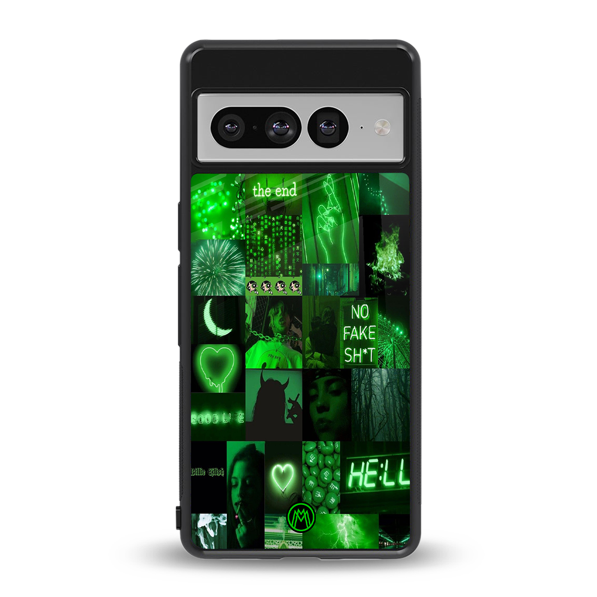 black green aesthetic collage back phone cover | glass case for google pixel 7 pro
