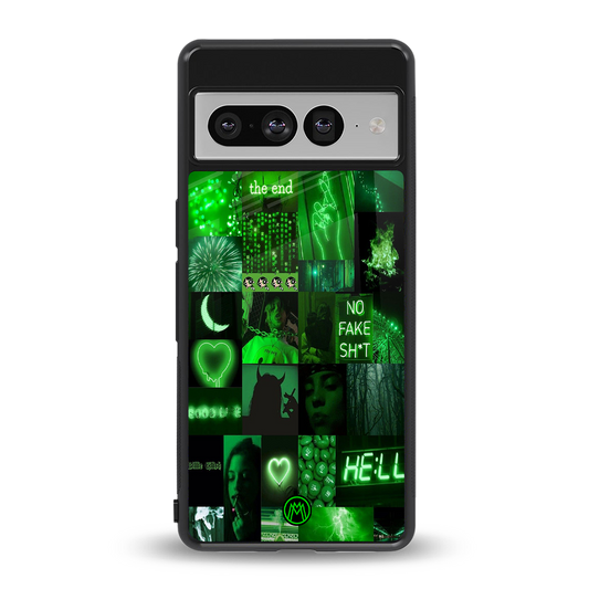 black green aesthetic collage back phone cover | glass case for google pixel 7 pro