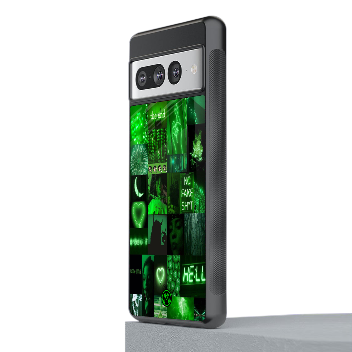 black green aesthetic collage back phone cover | glass case for google pixel 7 pro