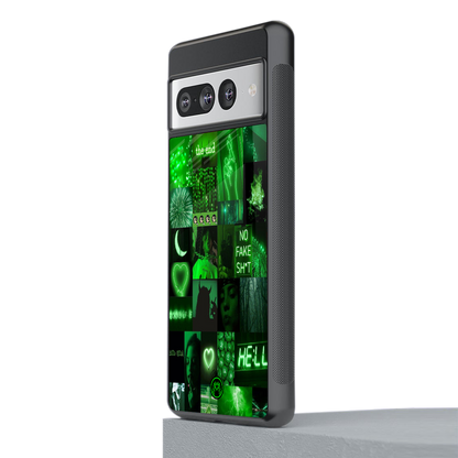 black green aesthetic collage back phone cover | glass case for google pixel 7 pro