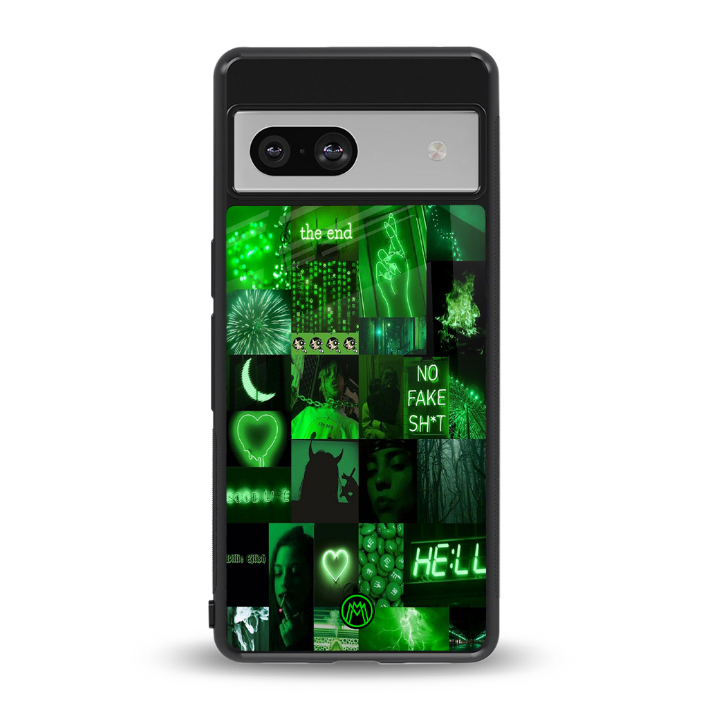 black green aesthetic collage back phone cover | glass case for Google Pixel 7