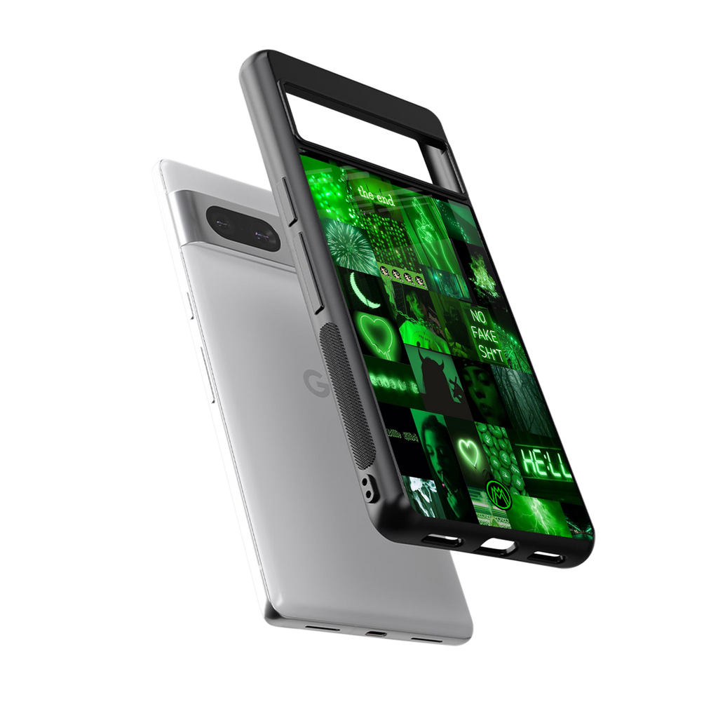 black green aesthetic collage back phone cover | glass case for Google Pixel 7