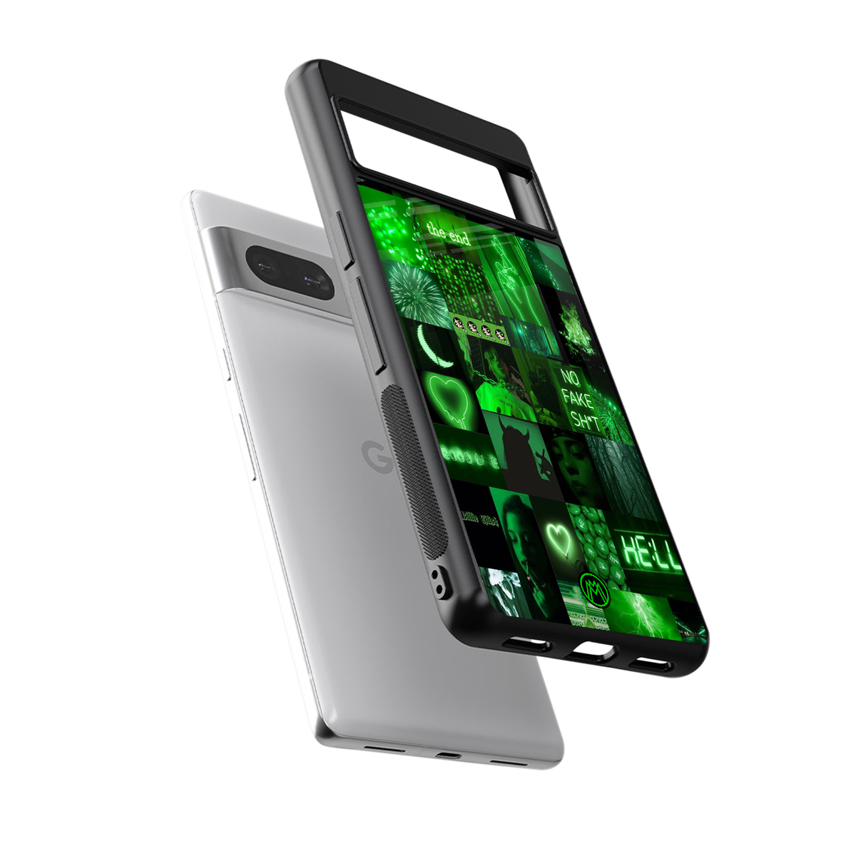 black green aesthetic collage back phone cover | glass case for Google Pixel 7