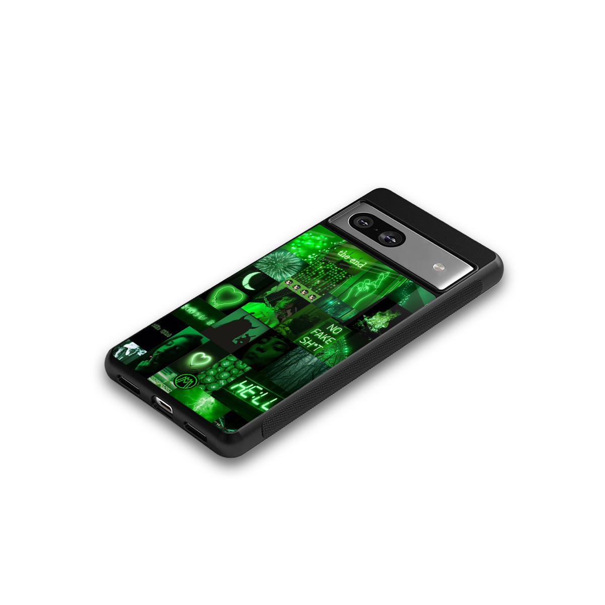 black green aesthetic collage back phone cover | glass case for Google Pixel 7
