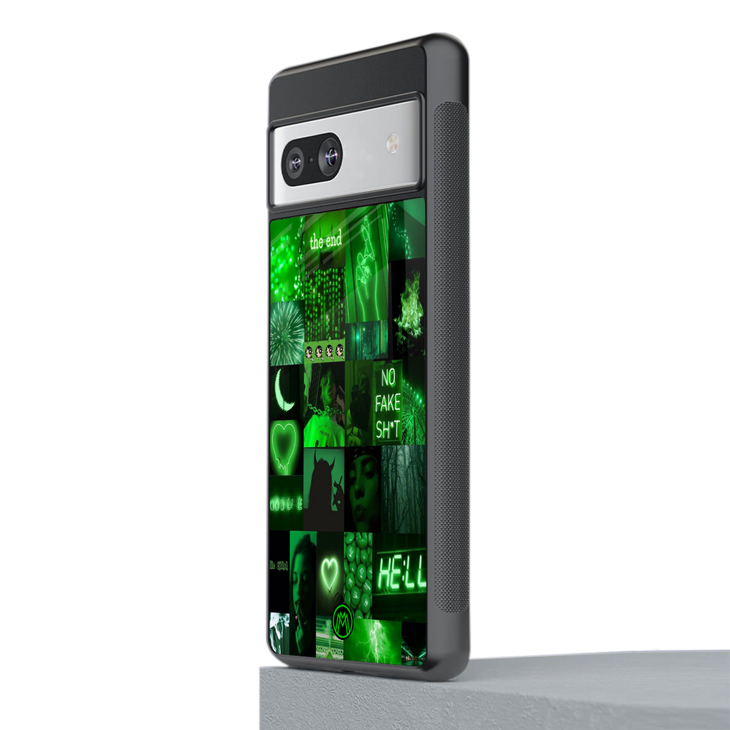 black green aesthetic collage back phone cover | glass case for Google Pixel 7