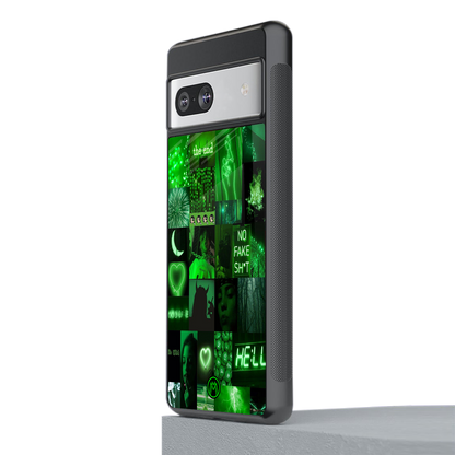 black green aesthetic collage back phone cover | glass case for Google Pixel 7