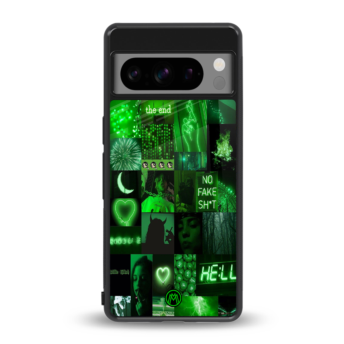 black green aesthetic collage back phone cover | glass case for google pixel 8 pro