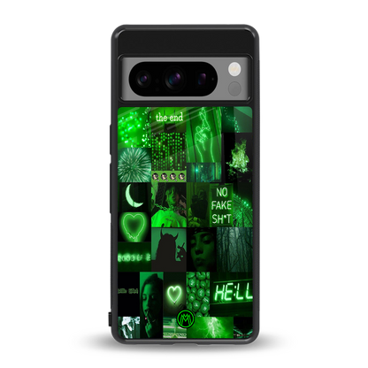 black green aesthetic collage back phone cover | glass case for google pixel 8 pro