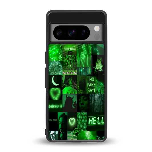 black green aesthetic collage back phone cover | glass case for google pixel 8 pro