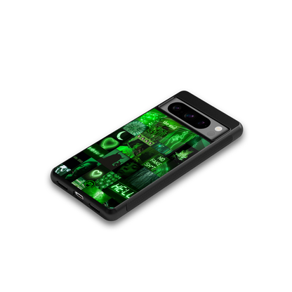 black green aesthetic collage back phone cover | glass case for google pixel 8 pro