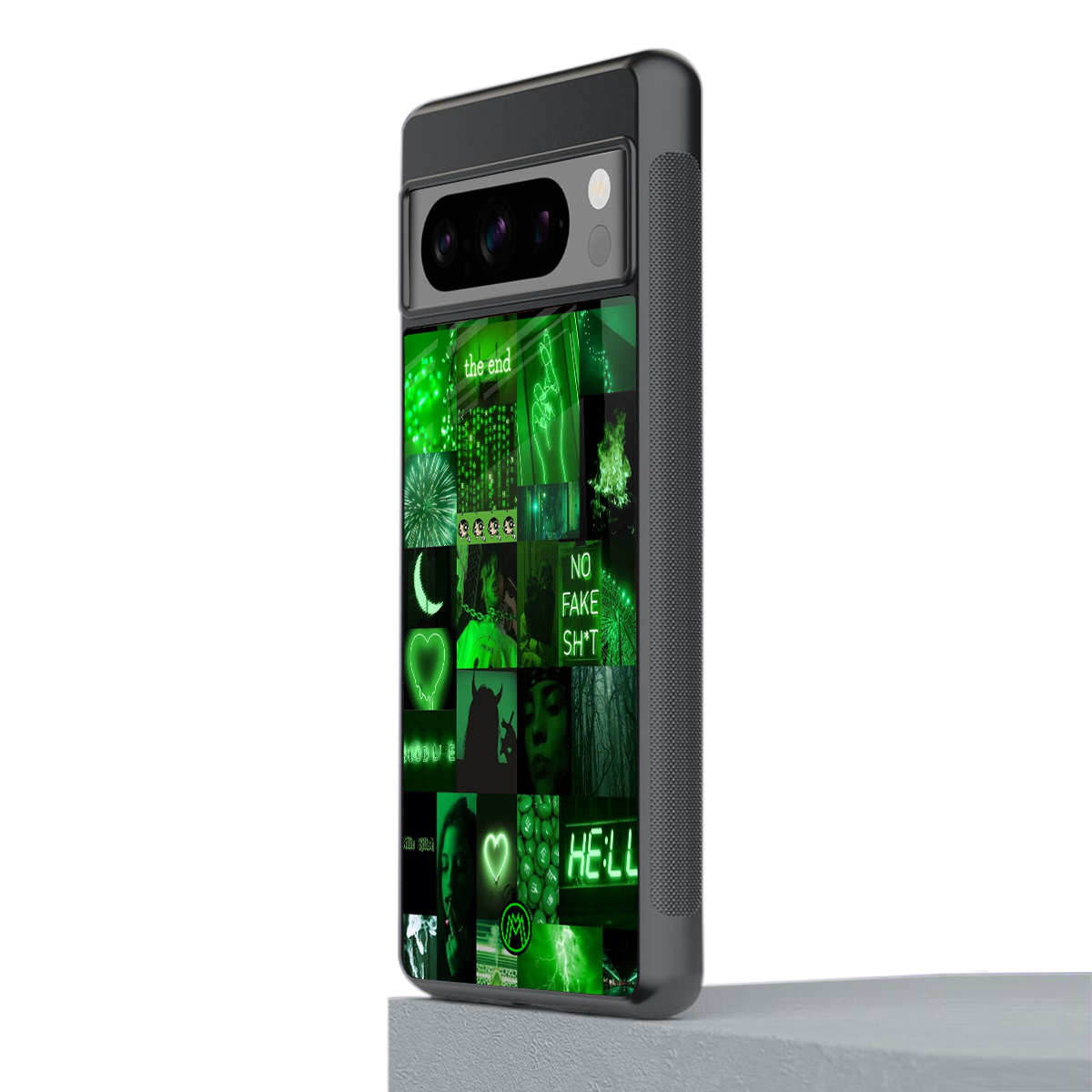 black green aesthetic collage back phone cover | glass case for google pixel 8 pro