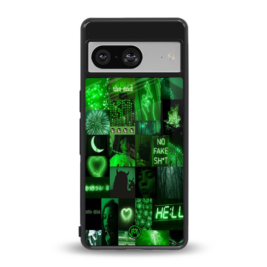 black green aesthetic collage back phone cover | glass case for Google Pixel 8