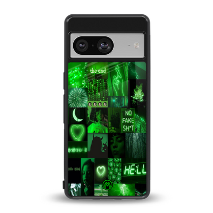 black green aesthetic collage back phone cover | glass case for Google Pixel 8