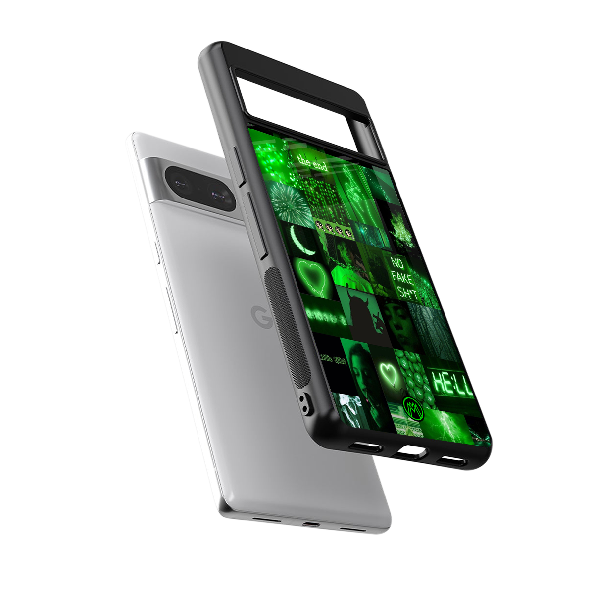 black green aesthetic collage back phone cover | glass case for Google Pixel 8