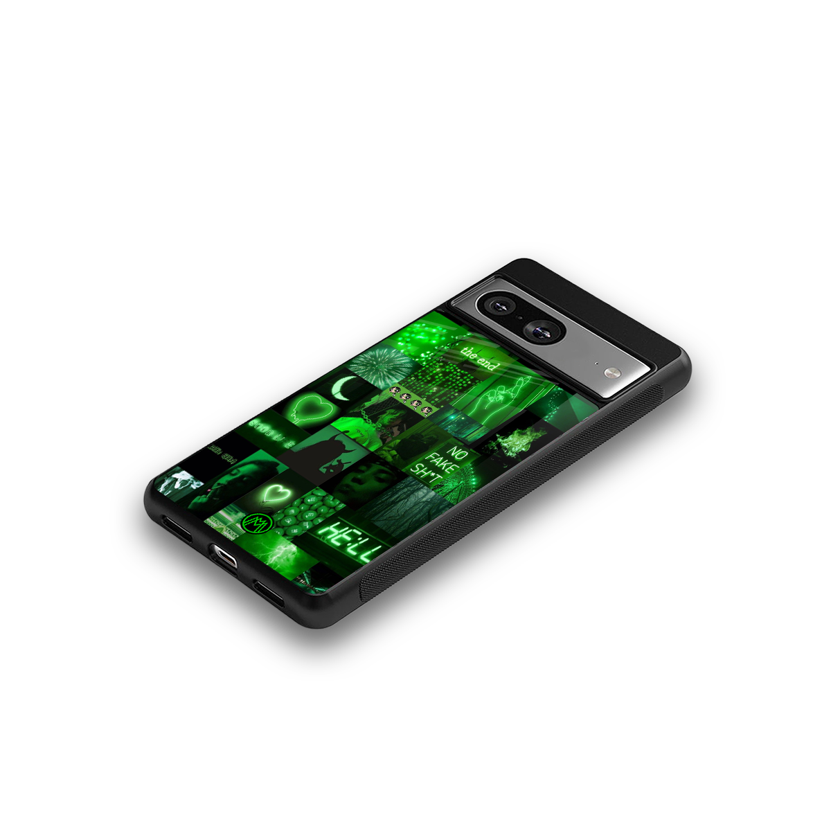 black green aesthetic collage back phone cover | glass case for Google Pixel 8