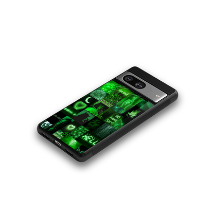 black green aesthetic collage back phone cover | glass case for Google Pixel 8
