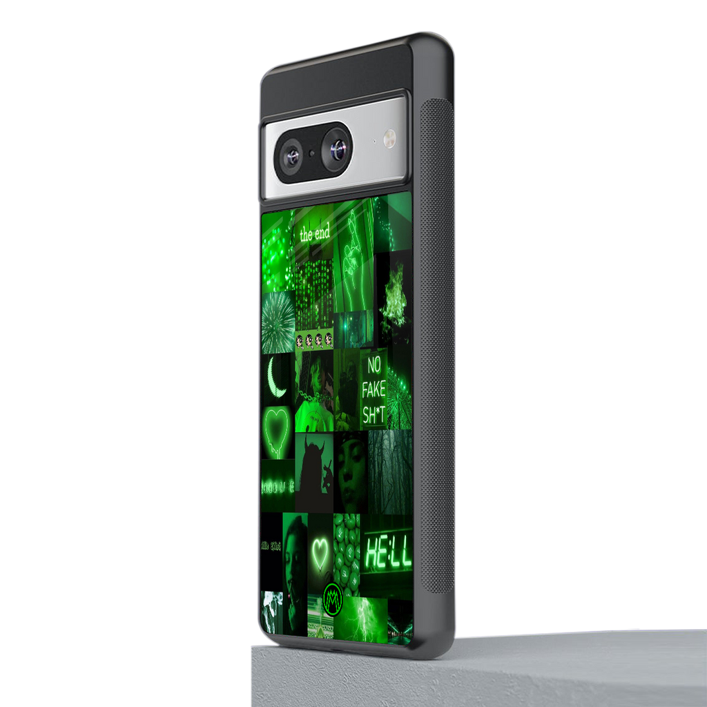 black green aesthetic collage back phone cover | glass case for Google Pixel 8