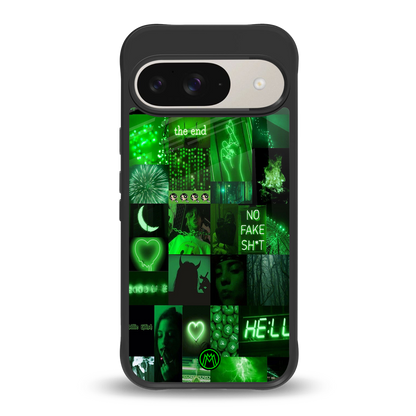 black green aesthetic collage back phone cover | glass case for google pixel 9