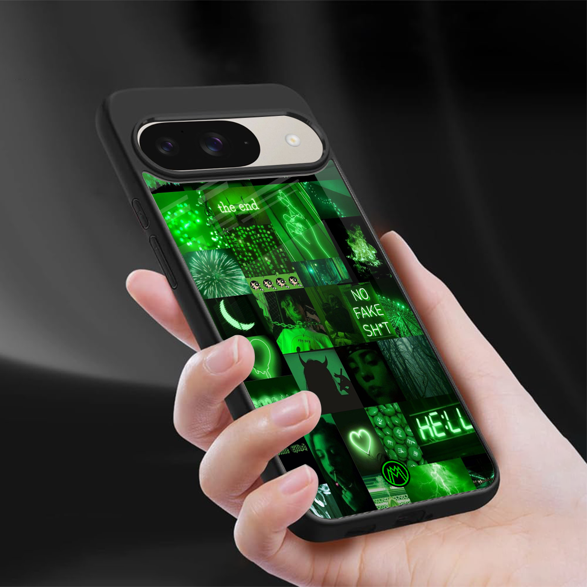 black green aesthetic collage back phone cover | glass case for google pixel 9