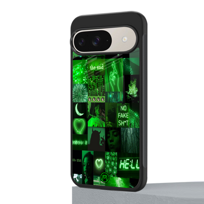 black green aesthetic collage back phone cover | glass case for google pixel 9