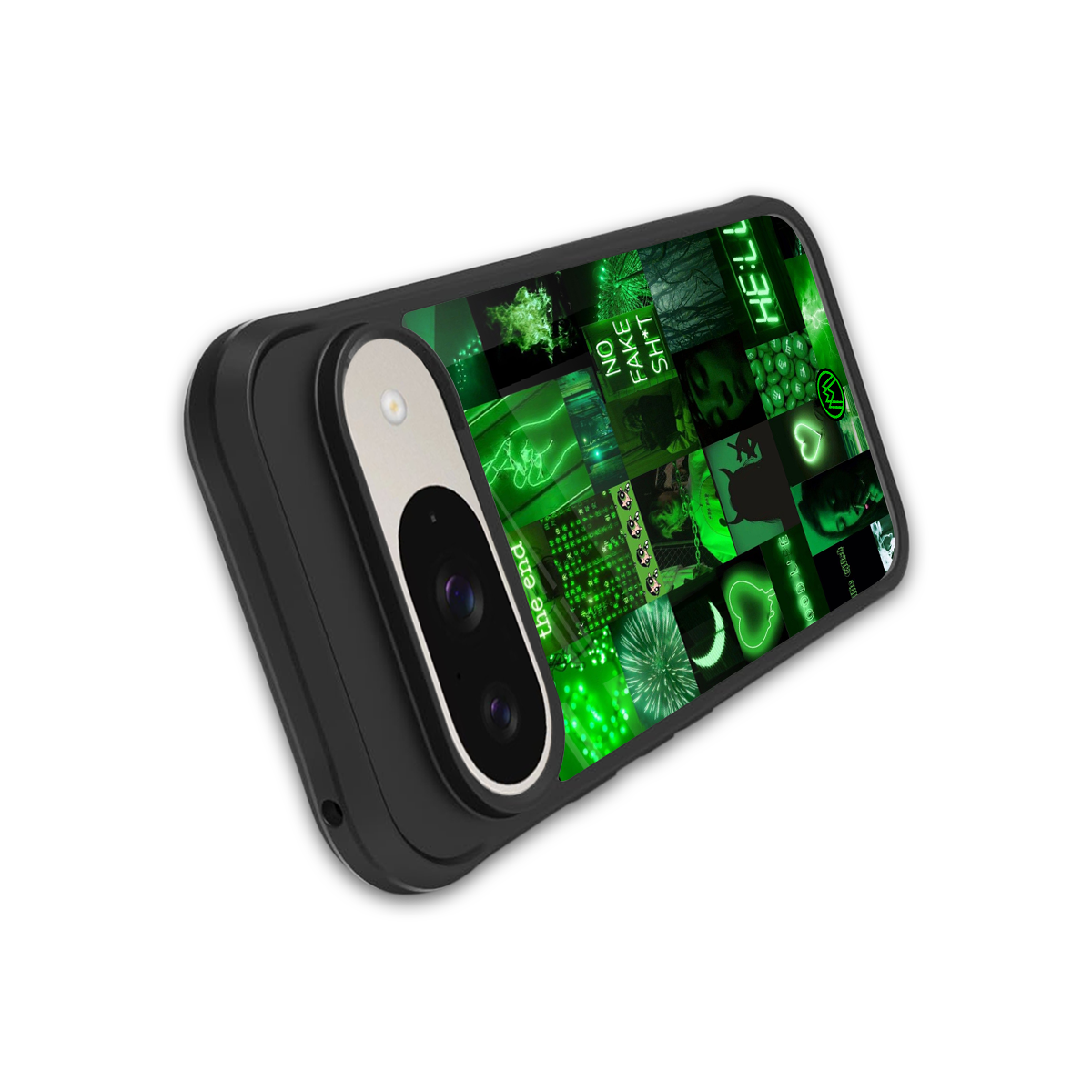 black green aesthetic collage back phone cover | glass case for google pixel 9