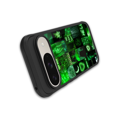 black green aesthetic collage back phone cover | glass case for google pixel 9