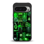 black green aesthetic collage back phone cover | glass case for google pixel 9 pro