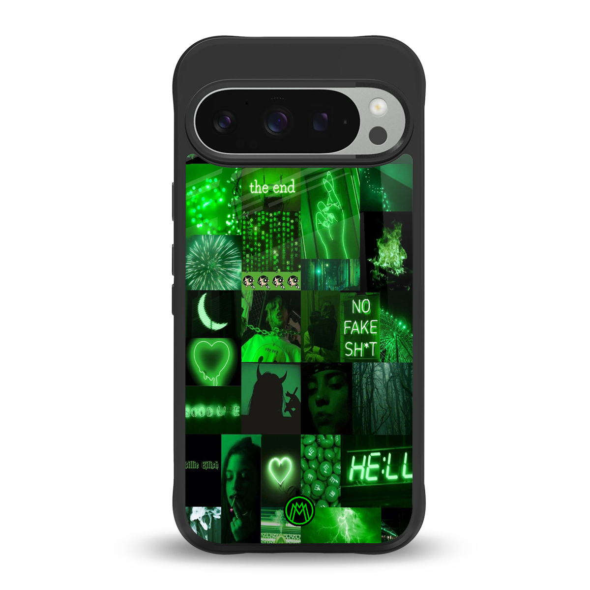 black green aesthetic collage back phone cover | glass case for google pixel 9 pro xl