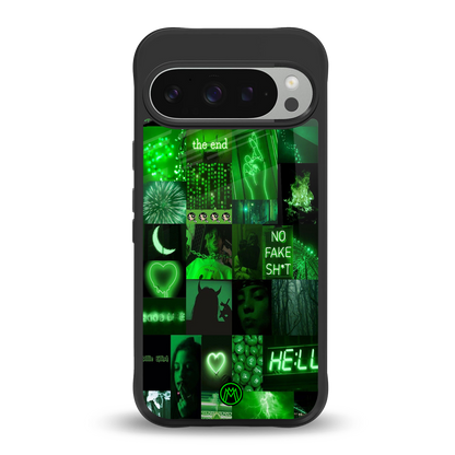 black green aesthetic collage back phone cover | glass case for google pixel 9 pro xl
