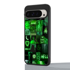 black green aesthetic collage back phone cover | glass case for google pixel 9 pro