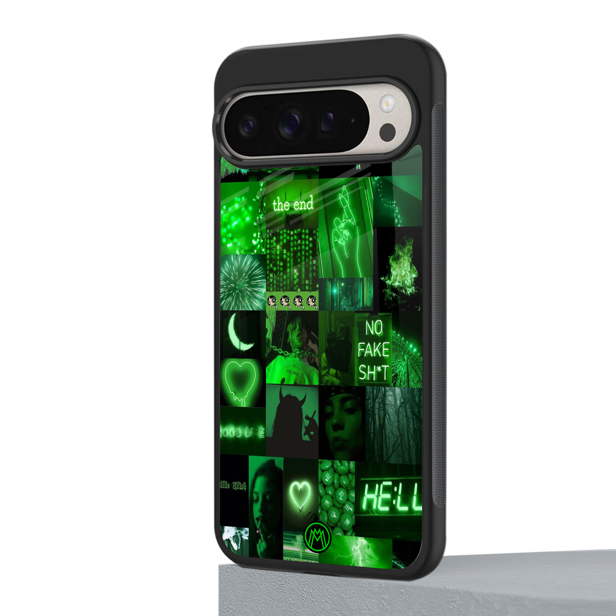 black green aesthetic collage back phone cover | glass case for google pixel 9 pro xl