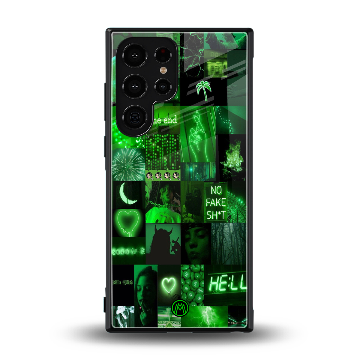 black green aesthetic collage back phone cover | glass case for samsung galaxy s24 ultra