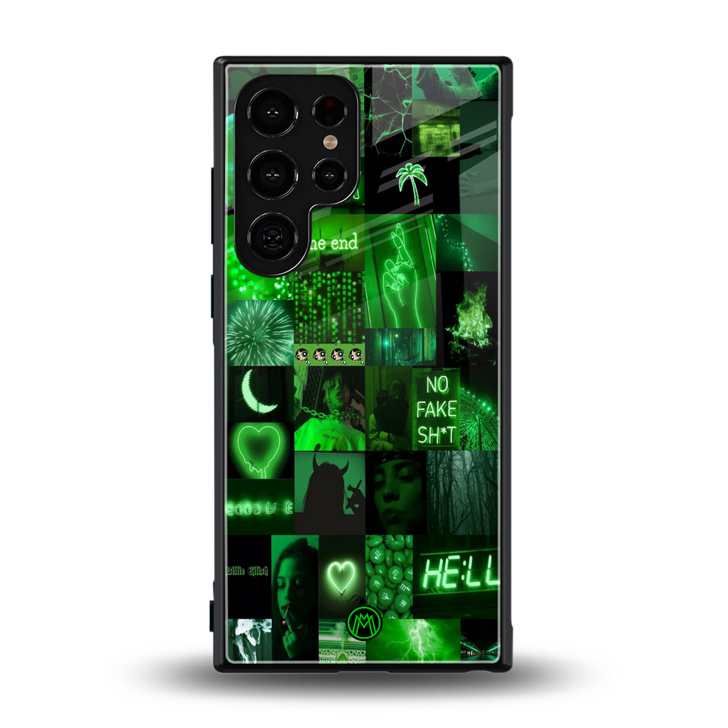 black green aesthetic collage back phone cover | glass case for samsung galaxy s23 ultra
