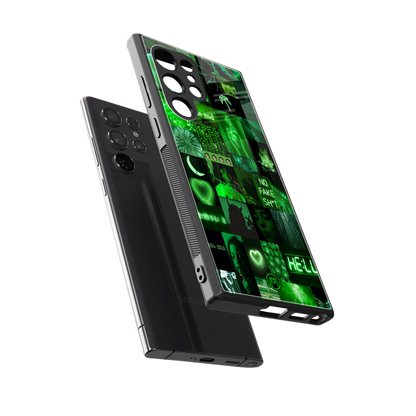 black green aesthetic collage back phone cover | glass case for samsung galaxy s24 ultra