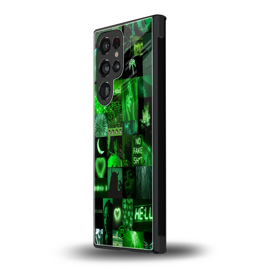 black green aesthetic collage back phone cover | glass case for samsung galaxy s24 ultra