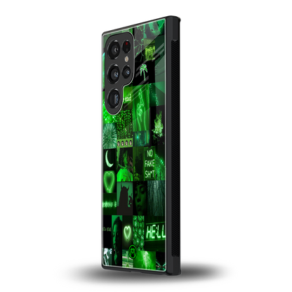 black green aesthetic collage back phone cover | glass case for samsung galaxy s24 ultra