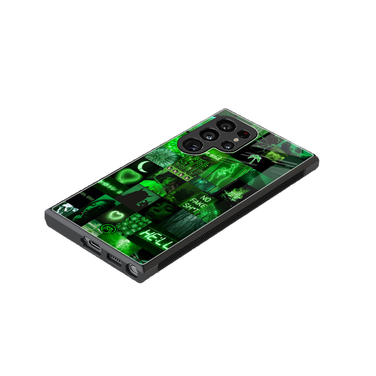 black green aesthetic collage back phone cover | glass case for samsung galaxy s24 ultra