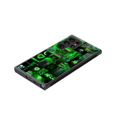 black green aesthetic collage back phone cover | glass case for samsung galaxy s24 ultra