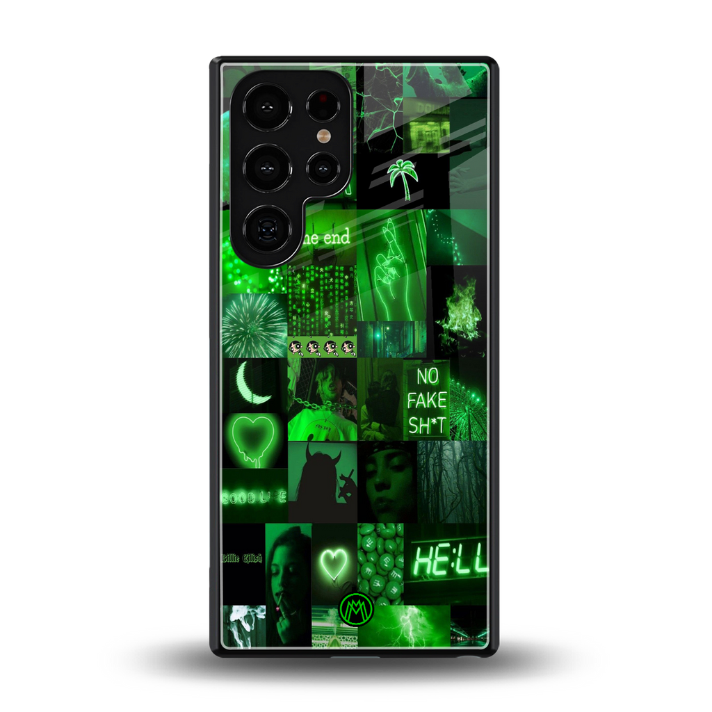 black green aesthetic collage back phone cover | glass case for samsung galaxy s25 ultra